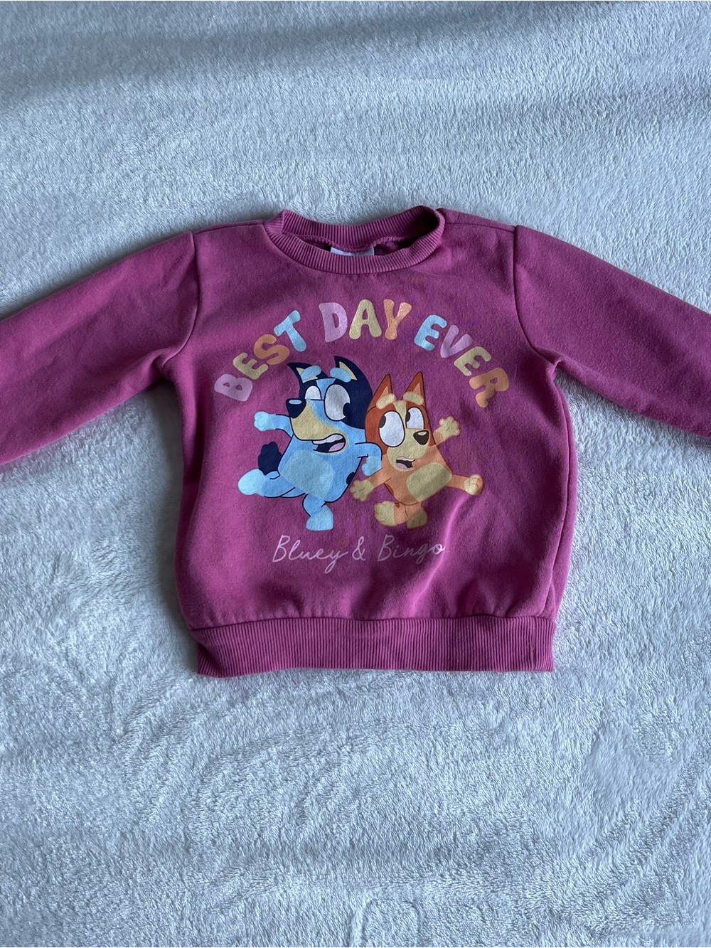 2T Bluey & Bingo Best Day Ever Kids Baby Sweatshirt Pink Blue Orange